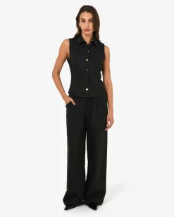 Forcast Dolly Collared Vest Black Sale