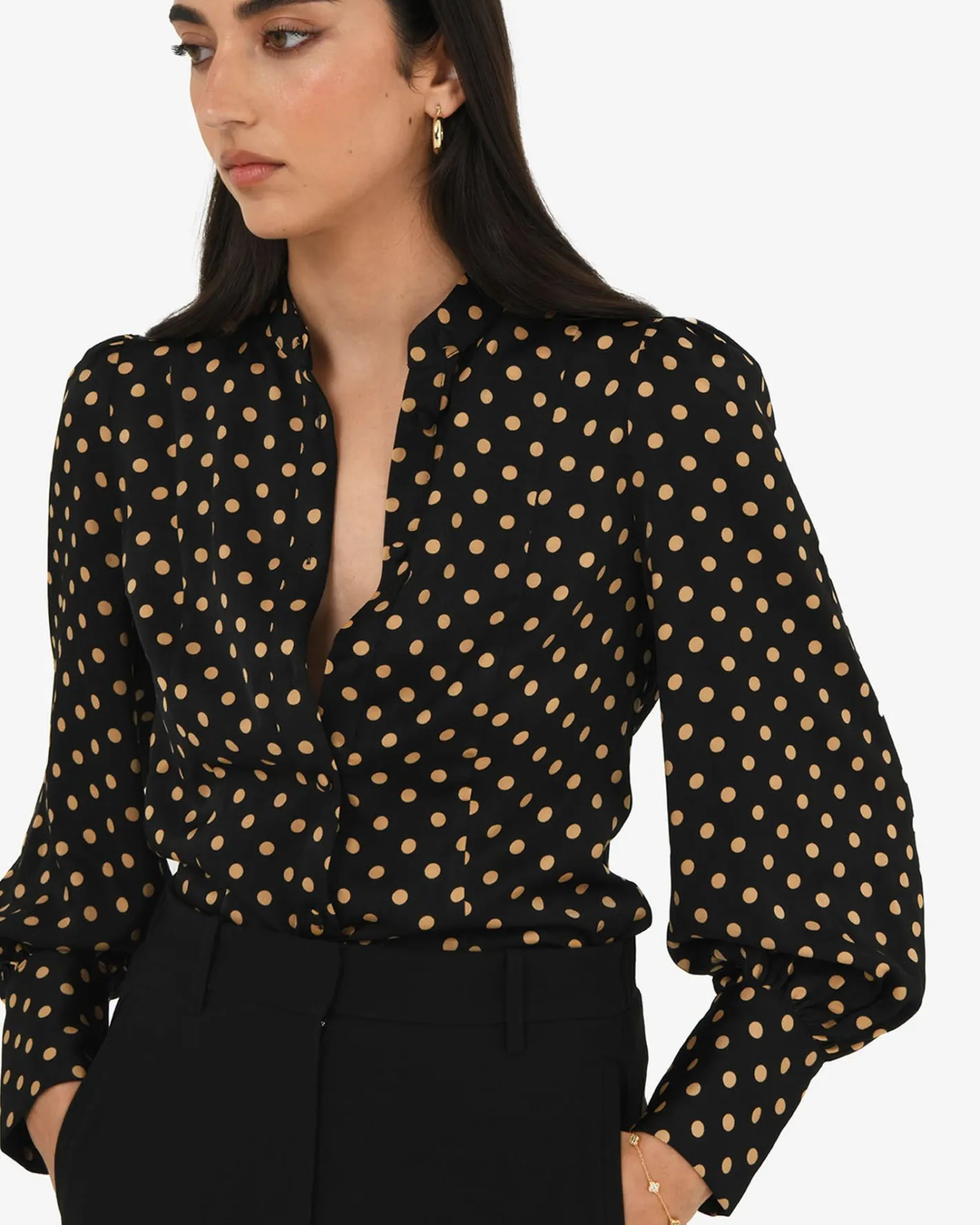 Forcast Dotti Polka Dot Printed Blouse Black Polka Dot Discount