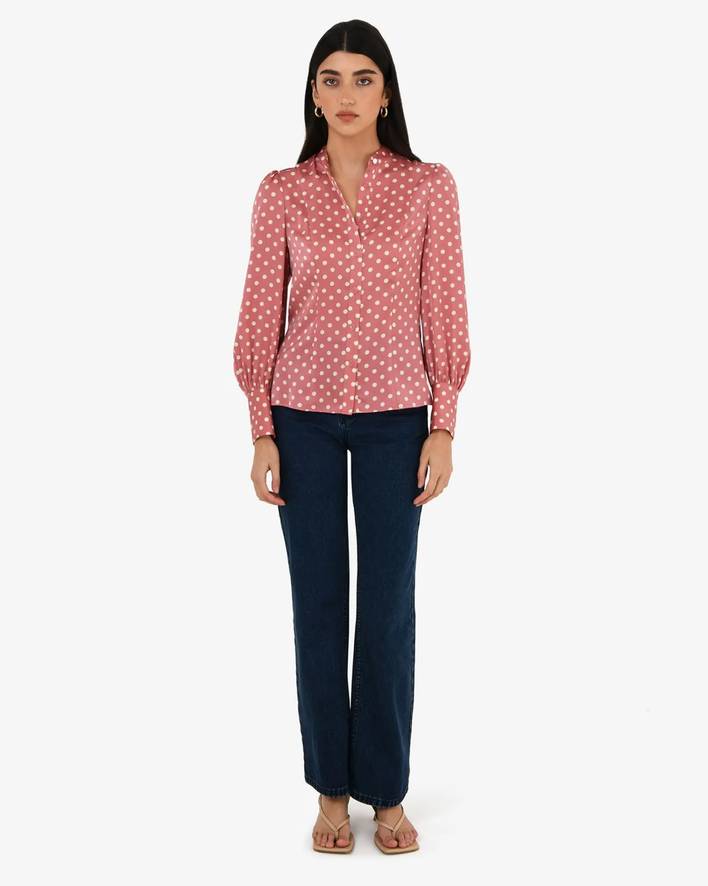 Forcast Dotti Polka Dot Printed Blouse Pink Polka Dot Sale
