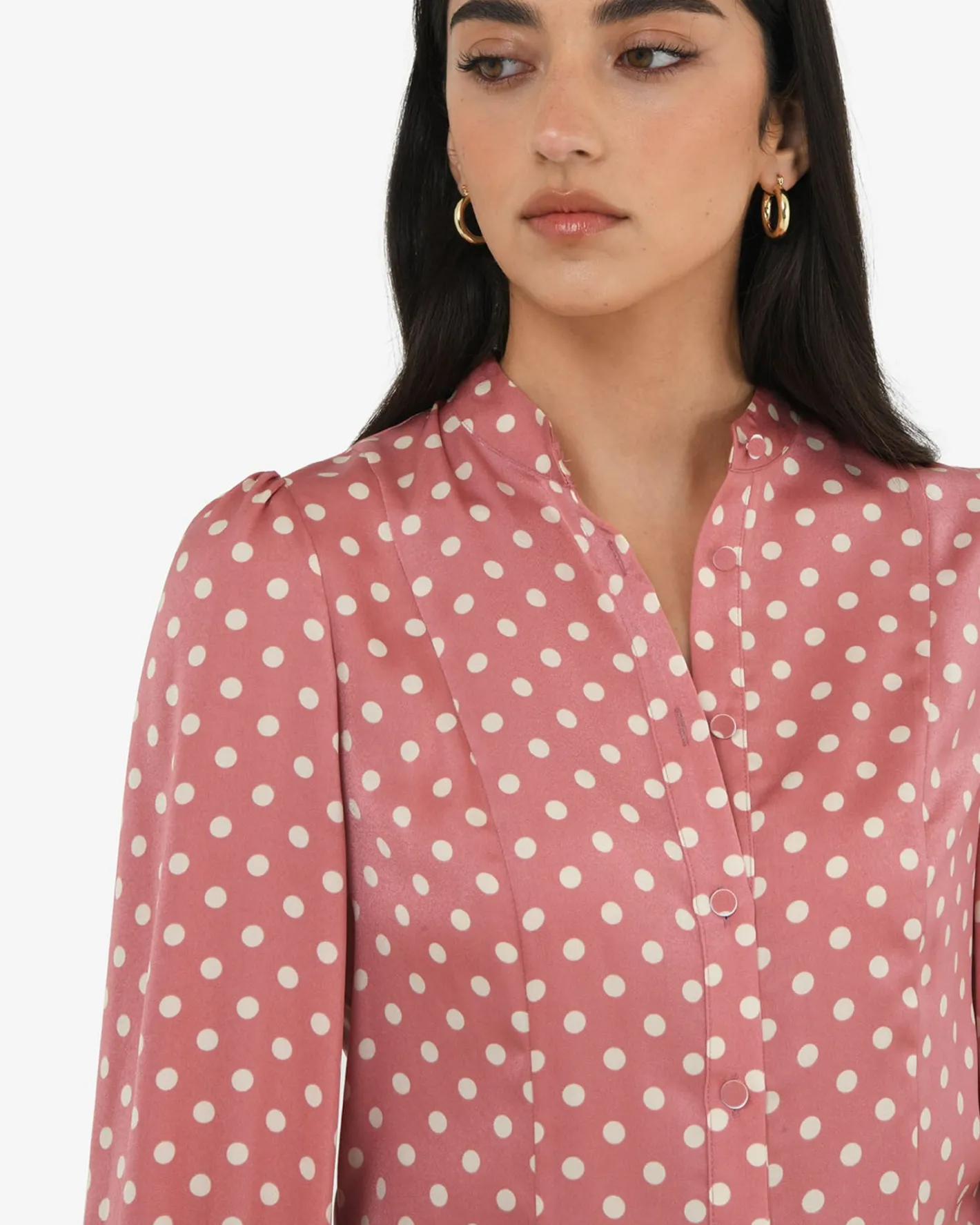 Forcast Dotti Polka Dot Printed Blouse Pink Polka Dot Sale
