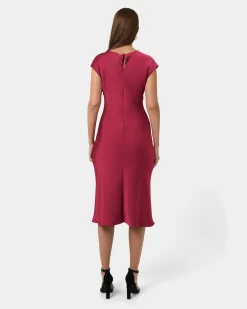 Forcast Dulce Satin Midi Dress Burgundy Best