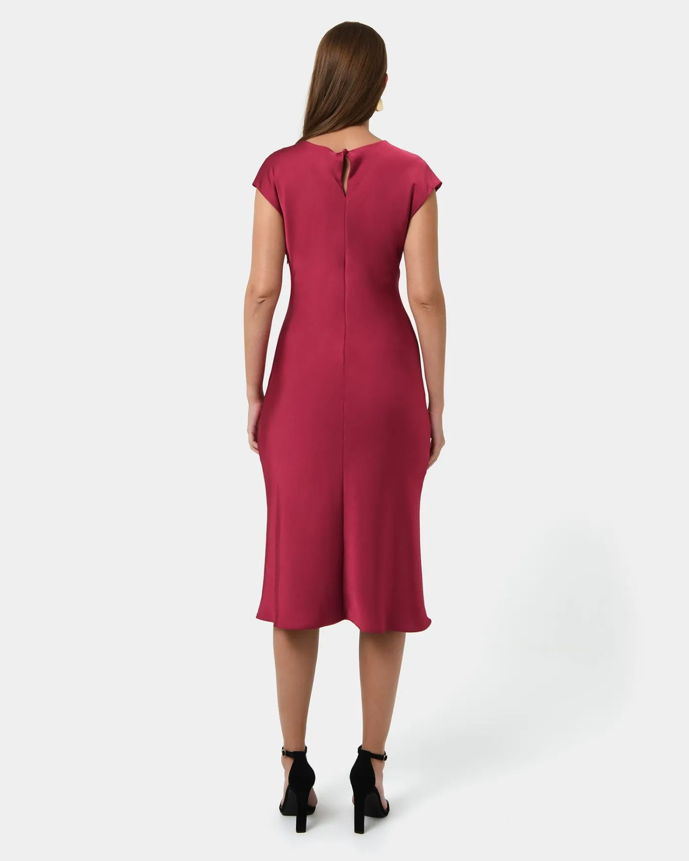 Forcast Dulce Satin Midi Dress Burgundy Best