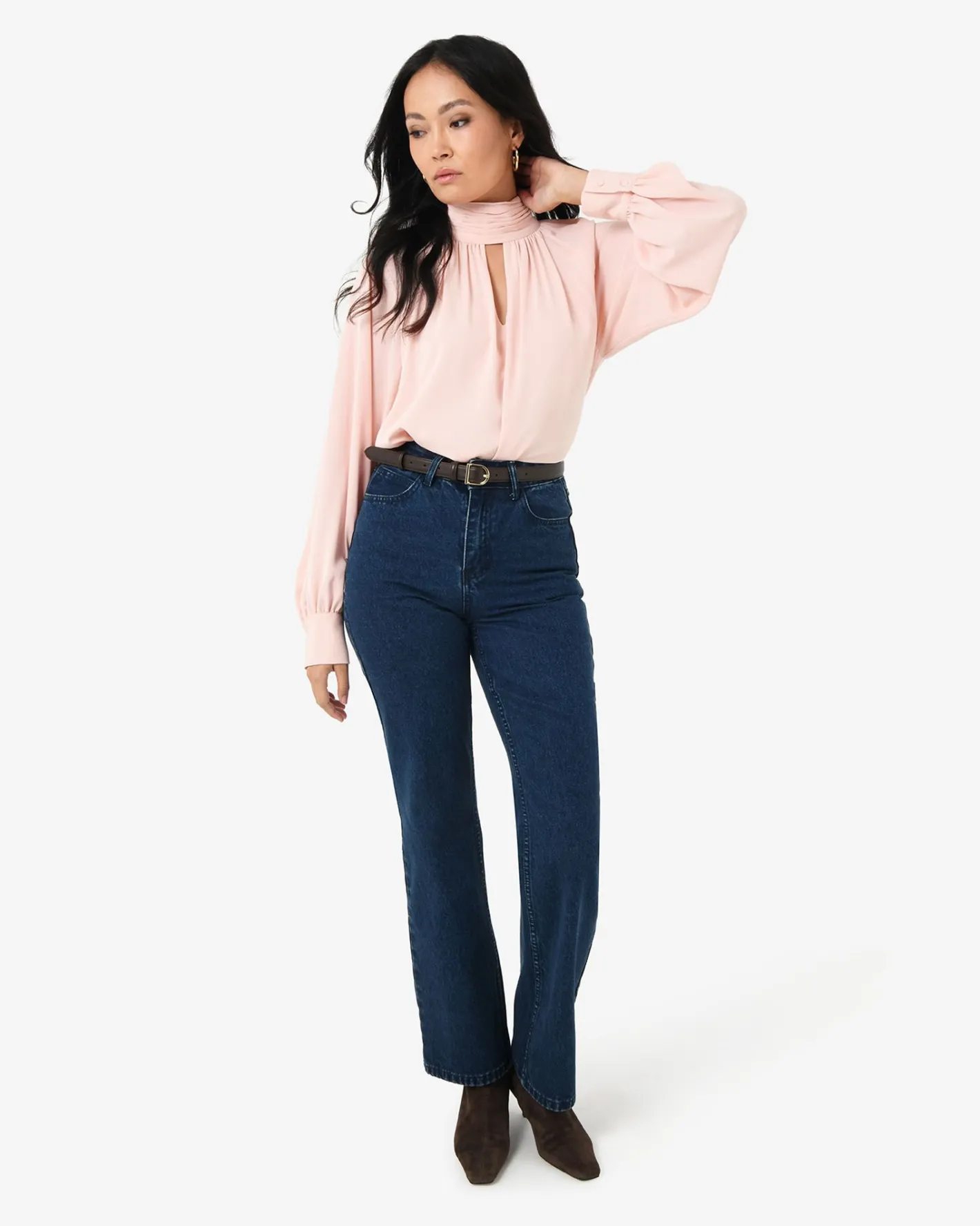 Forcast Edina Long Sleeve Blouse Blush Pink Sale