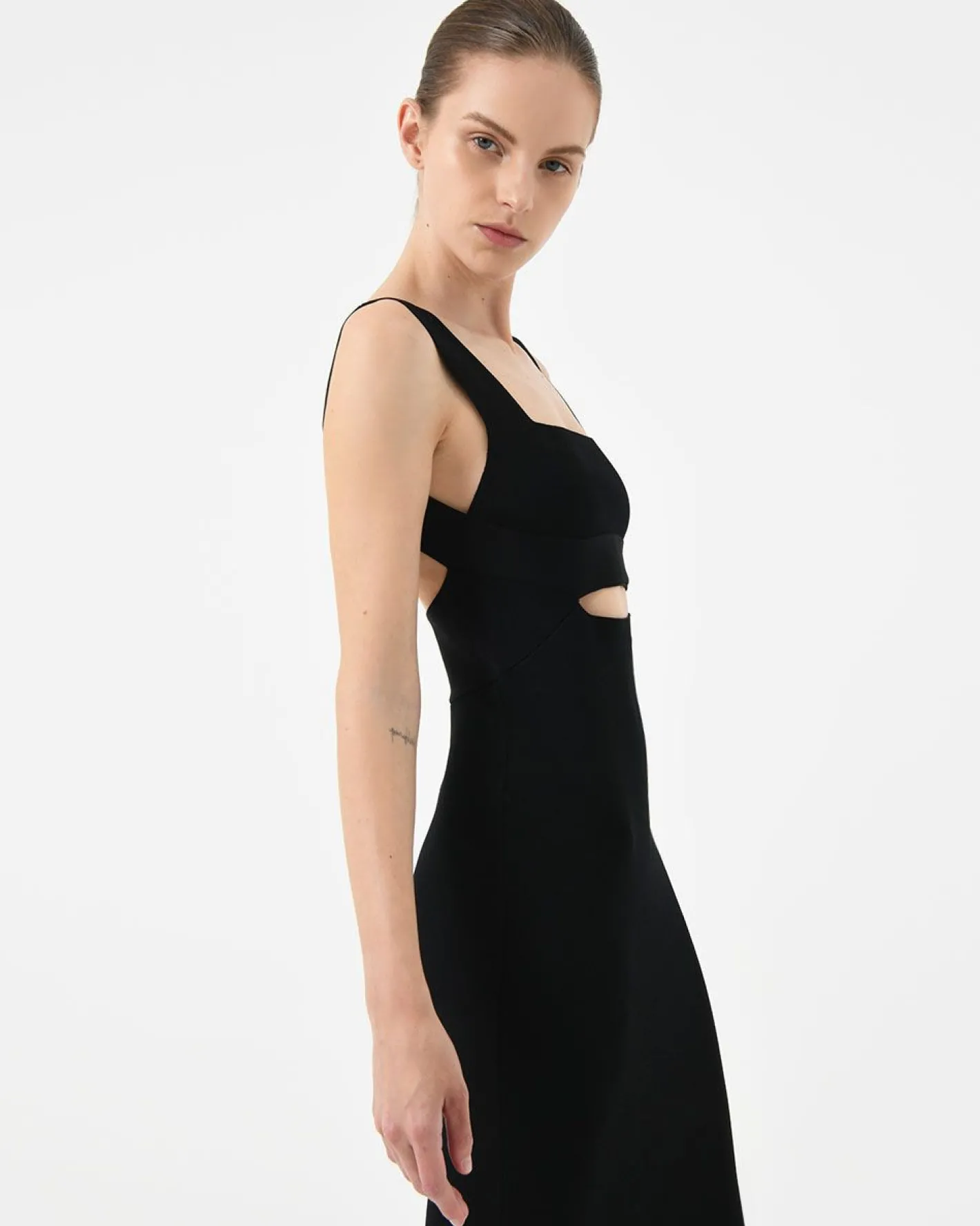 Forcast Elia Cutout Knit Dress Black Clearance