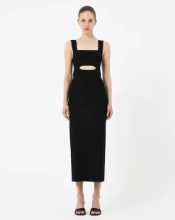 Forcast Elia Cutout Knit Dress Black Clearance