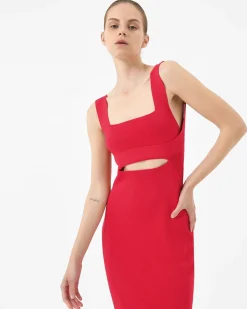 Forcast Elia Cutout Knit Dress Red Sale