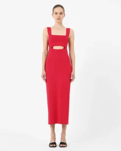 Forcast Elia Cutout Knit Dress Red Sale