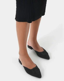 Forcast Elizabella Leather Mules Black Clearance
