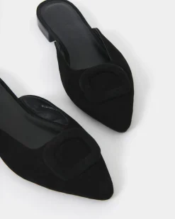 Forcast Elizabella Leather Mules Black Clearance
