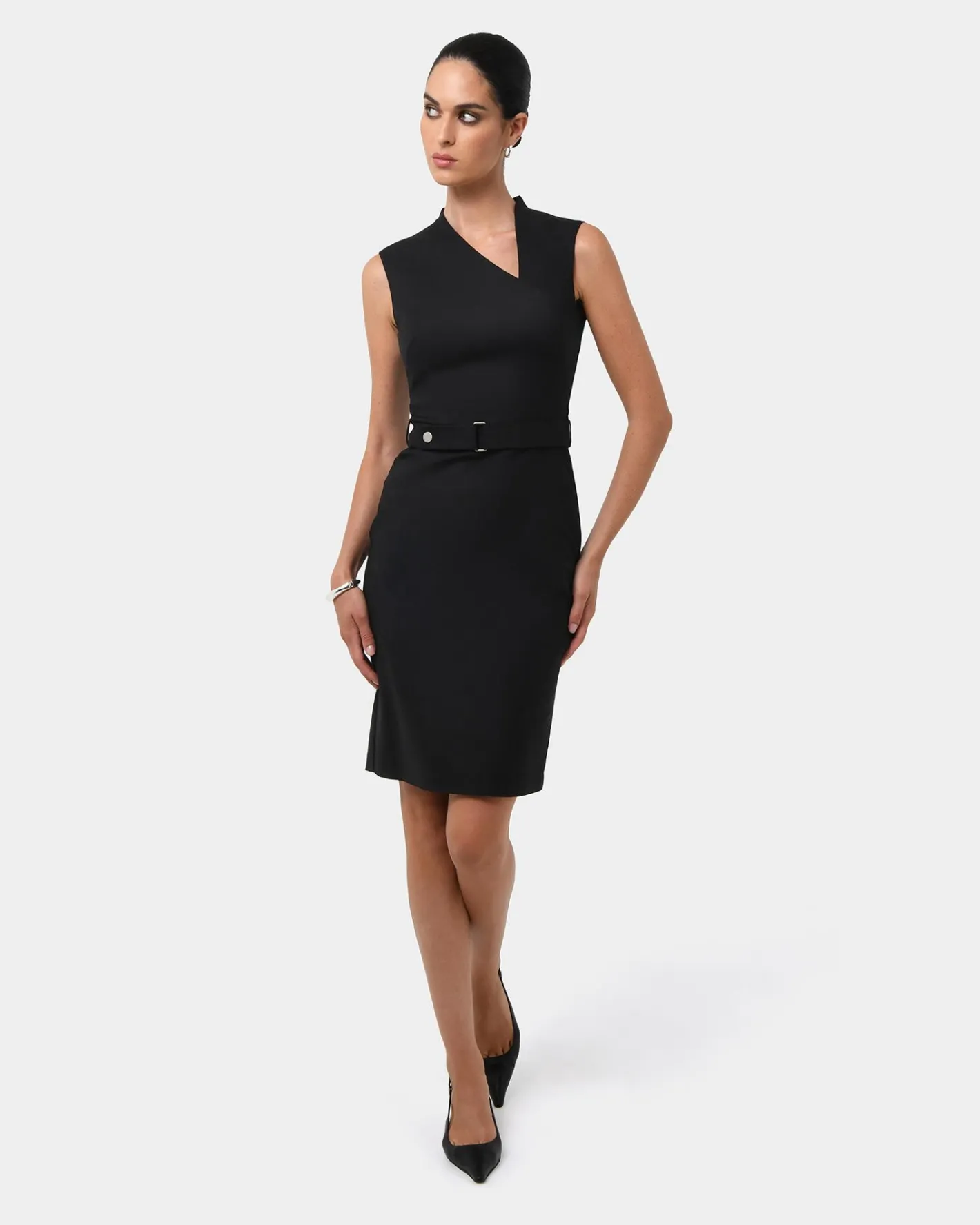 Forcast Elka Belted Pencil Dress Black