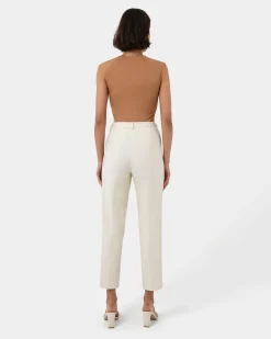 Forcast Elka Straight Leg Pants Ecru Hot
