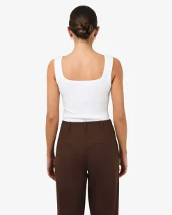 Forcast Ella Square Neck Rib Knit Ivory New