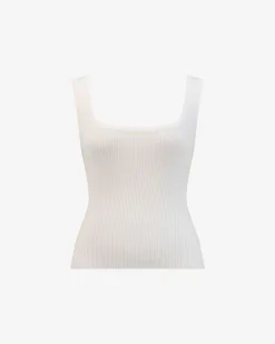 Forcast Ella Square Neck Rib Knit Ivory New