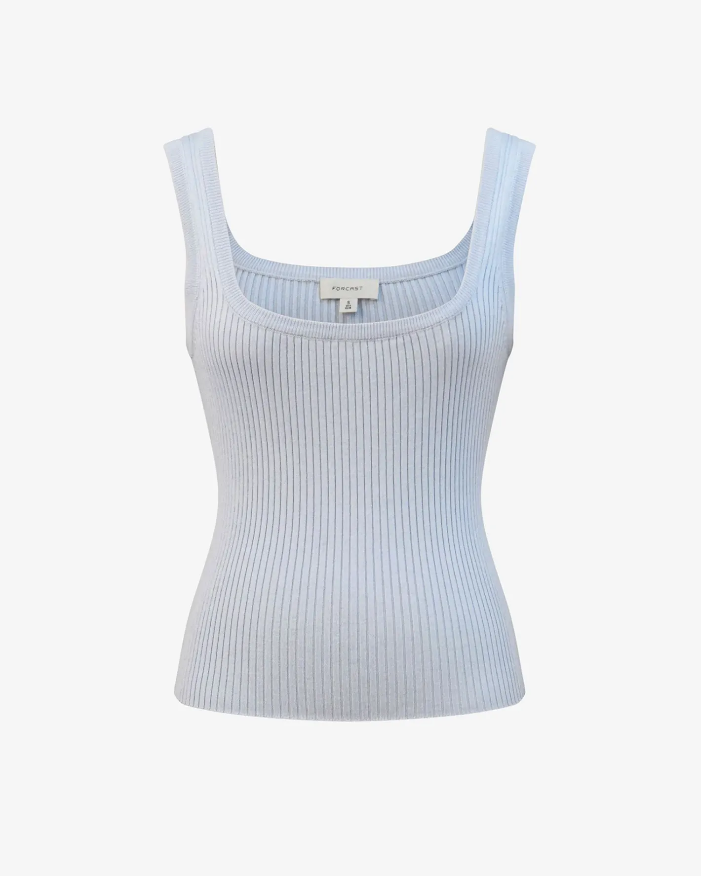 Forcast Ella Square Neck Rib Knit Sky Blue Outlet