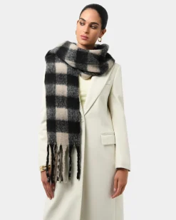 Forcast Elle Checked Scarf S09 Black Beige Hot