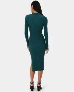 Forcast Elliot Collared Knit Dress Teal Hot