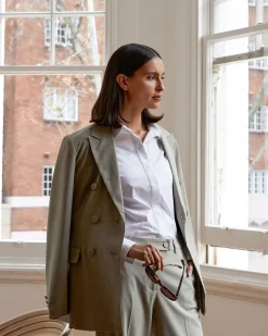 Forcast Emani Double Breasted Blazer Light Khaki Best