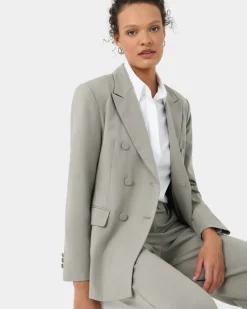 Forcast Emani Double Breasted Blazer Light Khaki Best