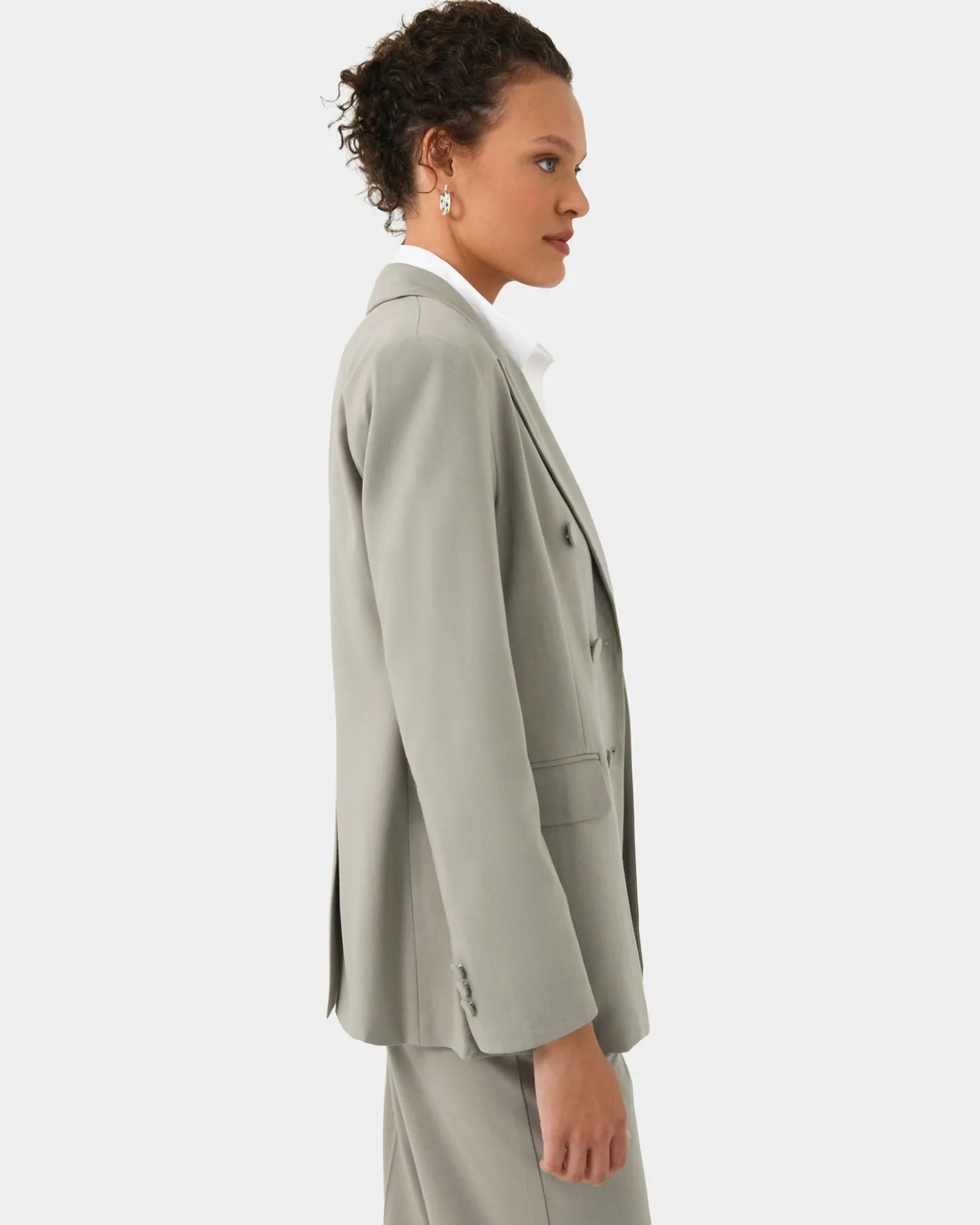Forcast Emani Double Breasted Blazer Light Khaki Best