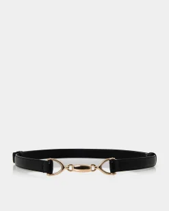 Forcast Emeri Leather Adjustable Belt Black Silver Hot