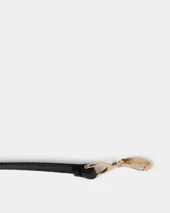 Forcast Emeri Leather Adjustable Belt Black Silver Hot