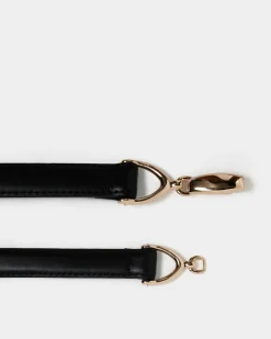 Forcast Emeri Leather Adjustable Belt Black Silver Hot