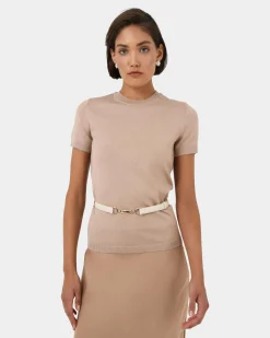 Forcast Emeri Leather Adjustable Belt Cream Online