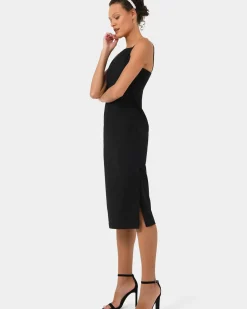 Forcast Emiko Fitted Slip Dress Black New