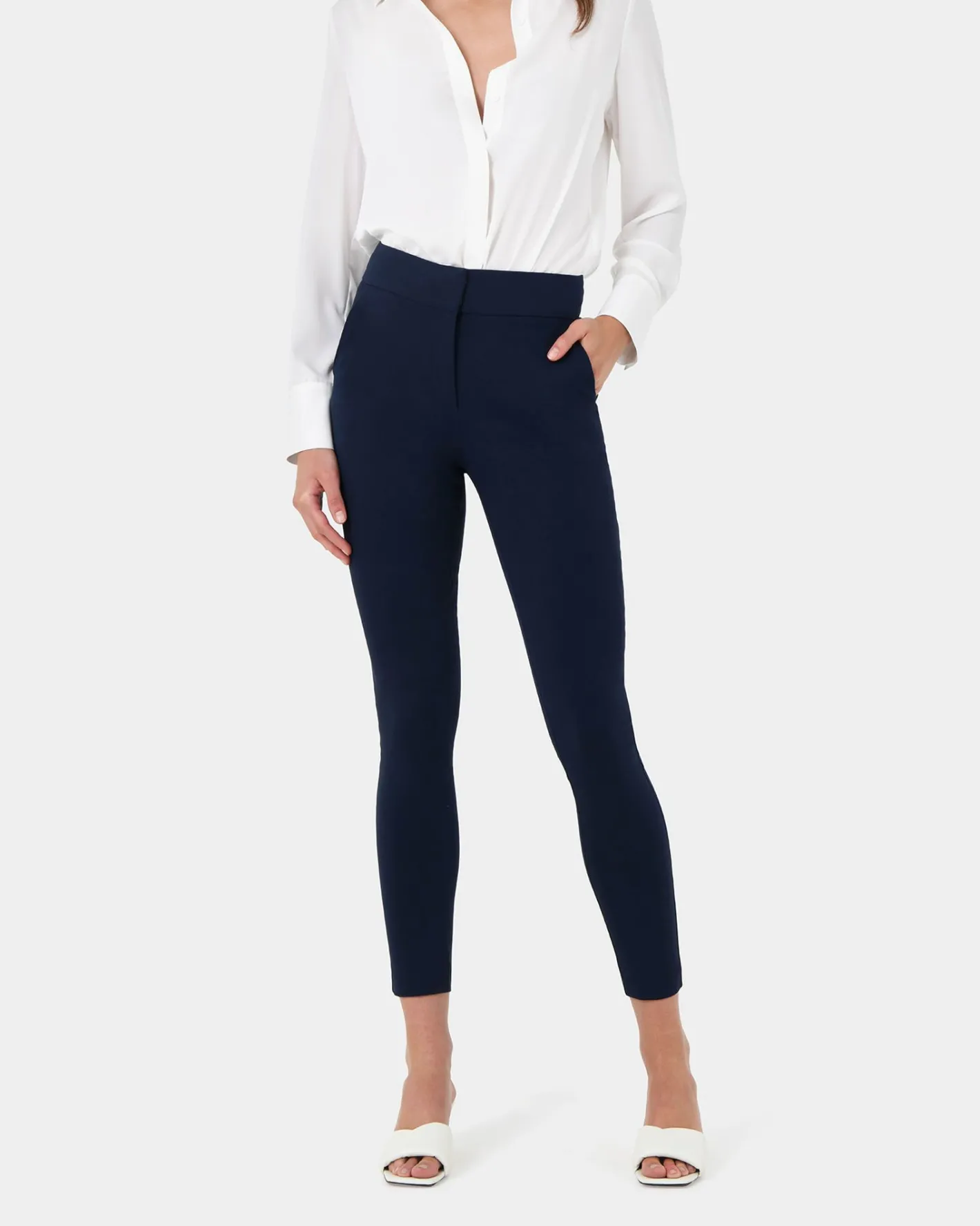 Forcast Emily High-Waisted Skinny Pants Navy Outlet