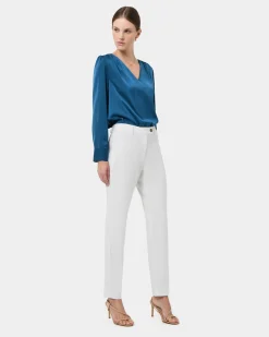 Forcast Ester Slim Leg Trousers Ivory New
