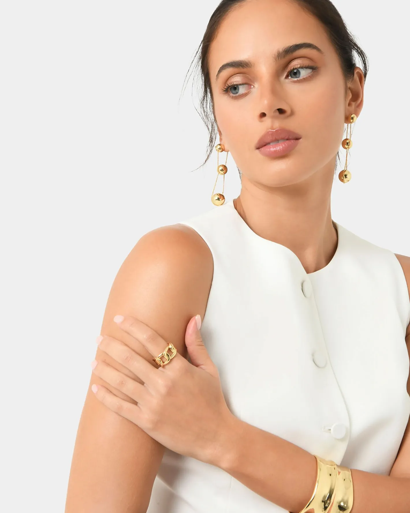 Forcast Eva Drop Earrings Gold New