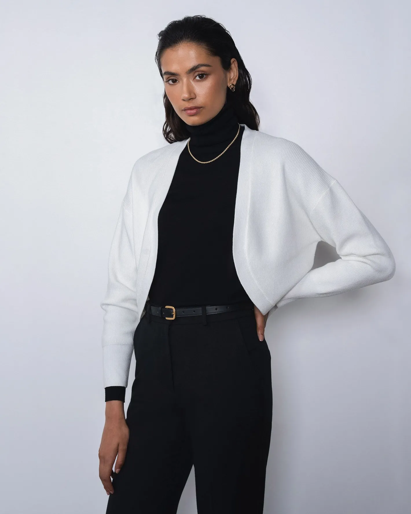 Forcast Everleigh Cropped Cardigan Ivory