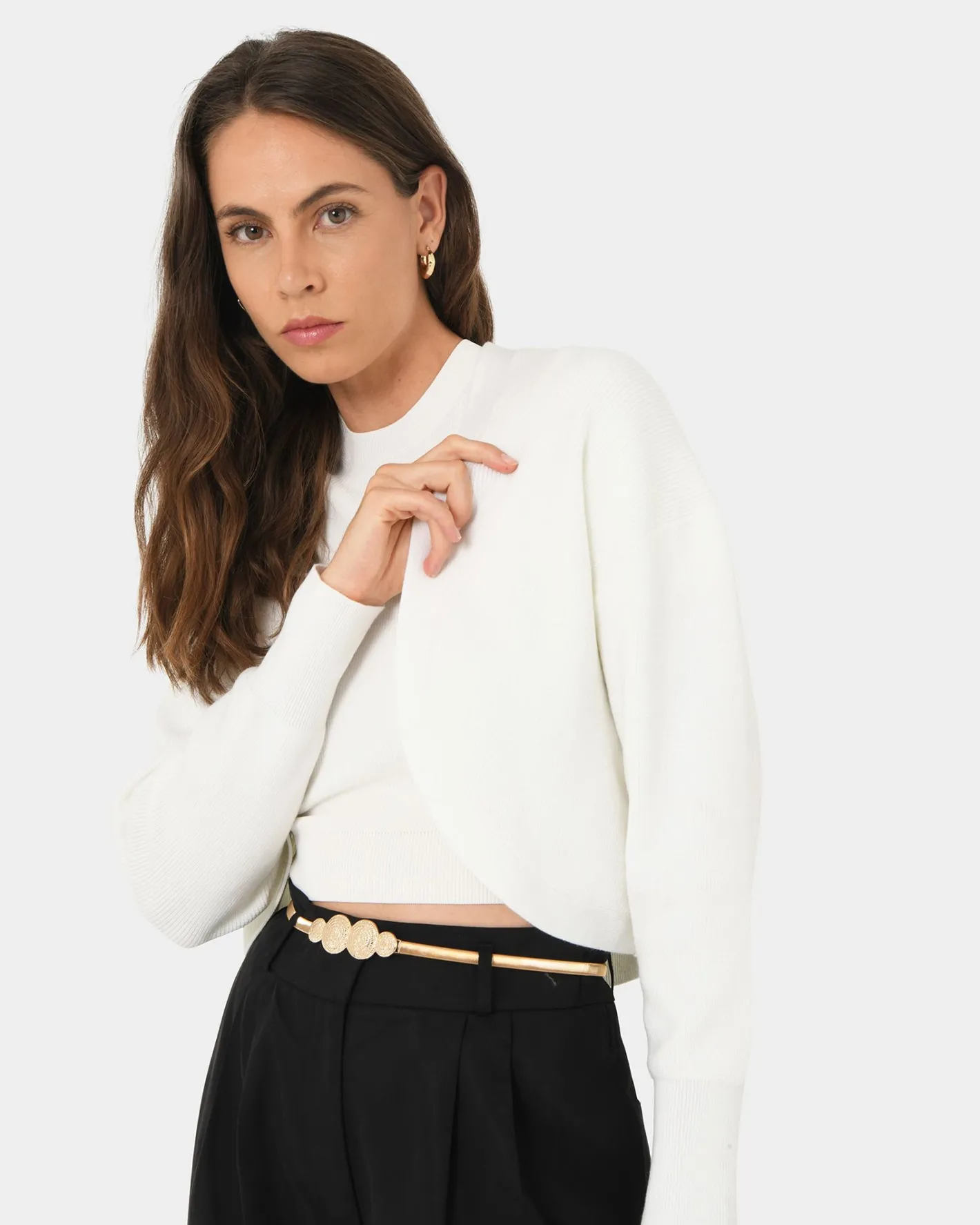 Forcast Everleigh Cropped Cardigan Ivory
