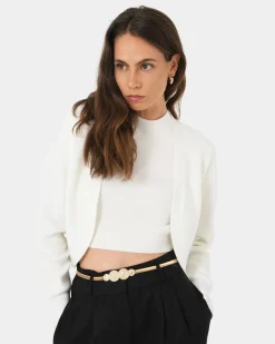 Forcast Everleigh Cropped Cardigan Ivory