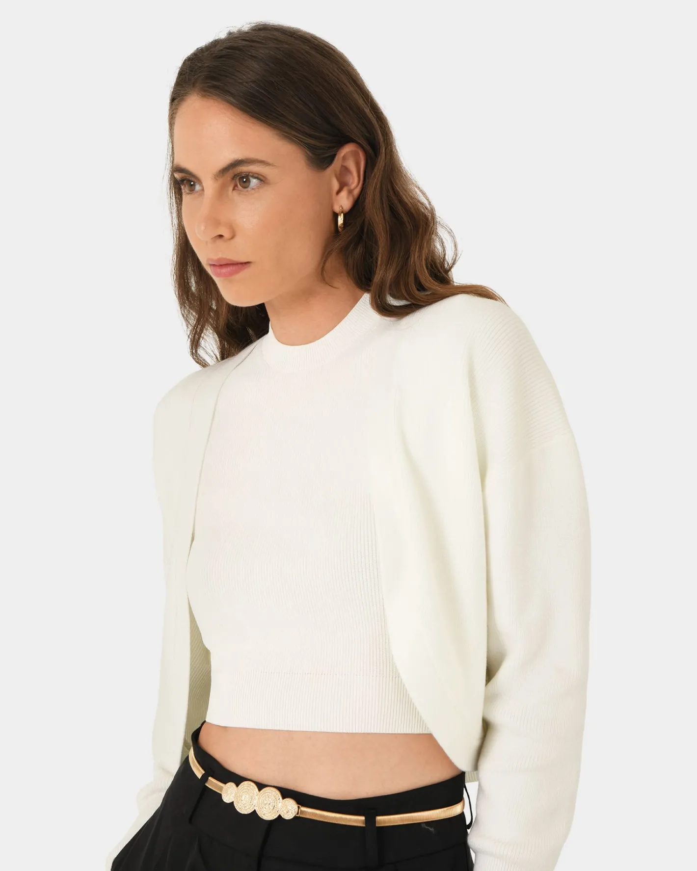 Forcast Everleigh Cropped Cardigan Ivory