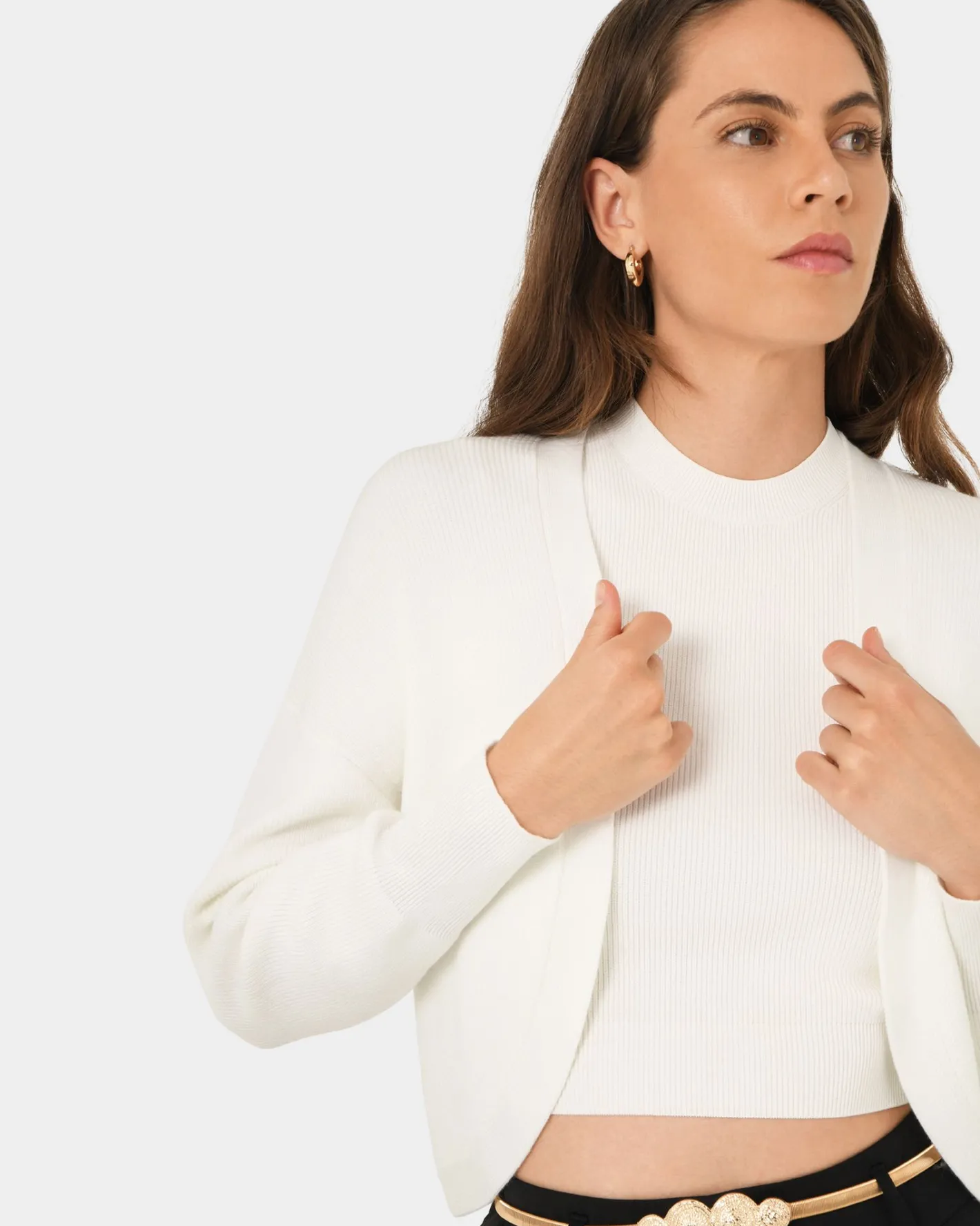 Forcast Everleigh Cropped Cardigan Ivory