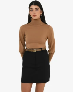 Forcast Faith Leather Belt Brown Sugar Sale