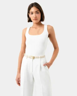 Forcast Faith Leather Belt Bone Best