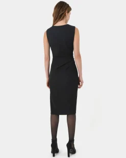 Forcast Faith Side Pleated Midi Dress Black Clearance