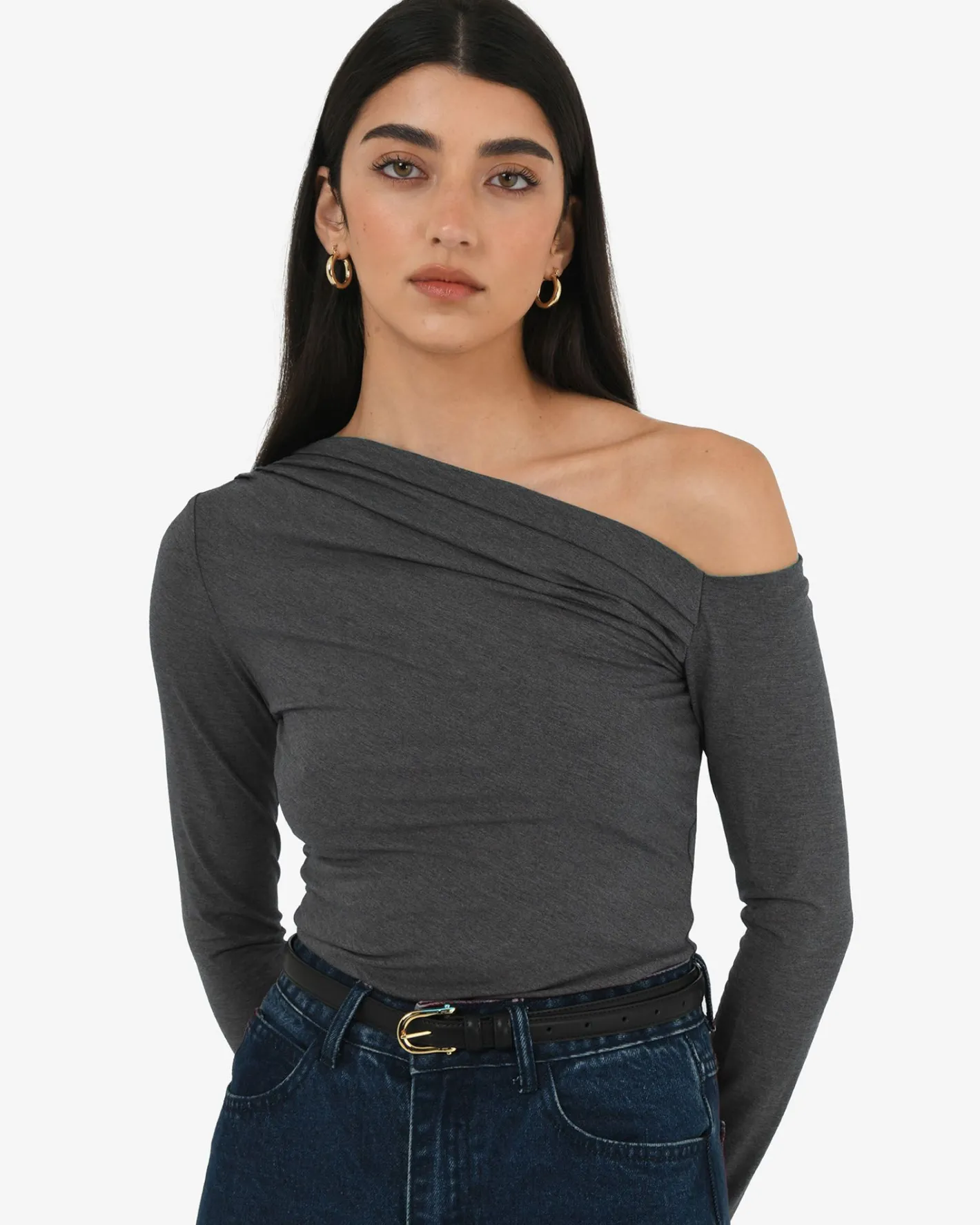 Forcast Felicha Asymmetric Top Charcoal
