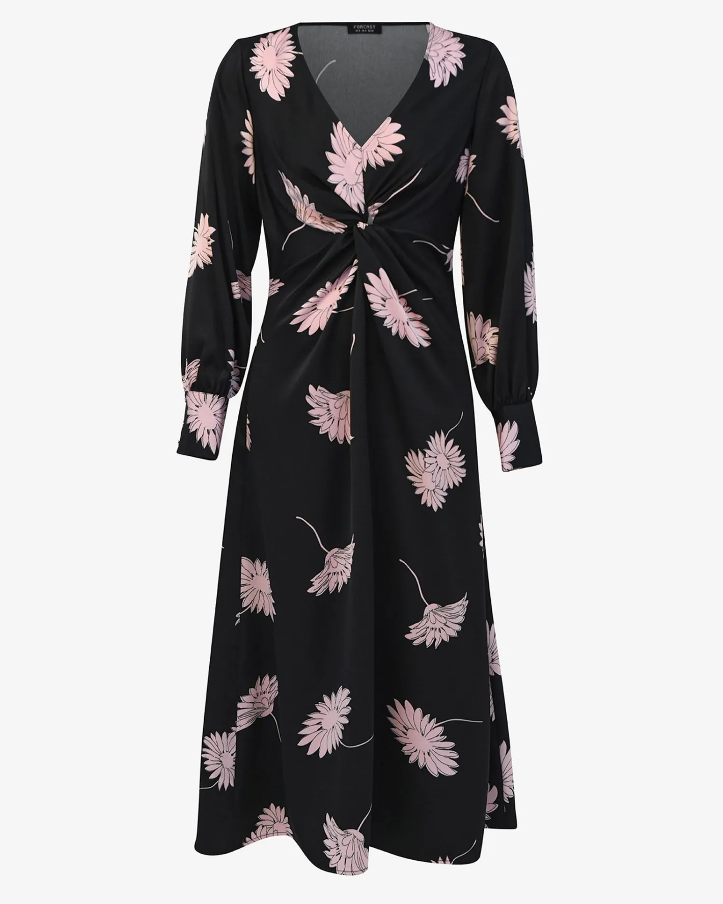 Forcast Felicia Floral Twist Dress Black Pink New