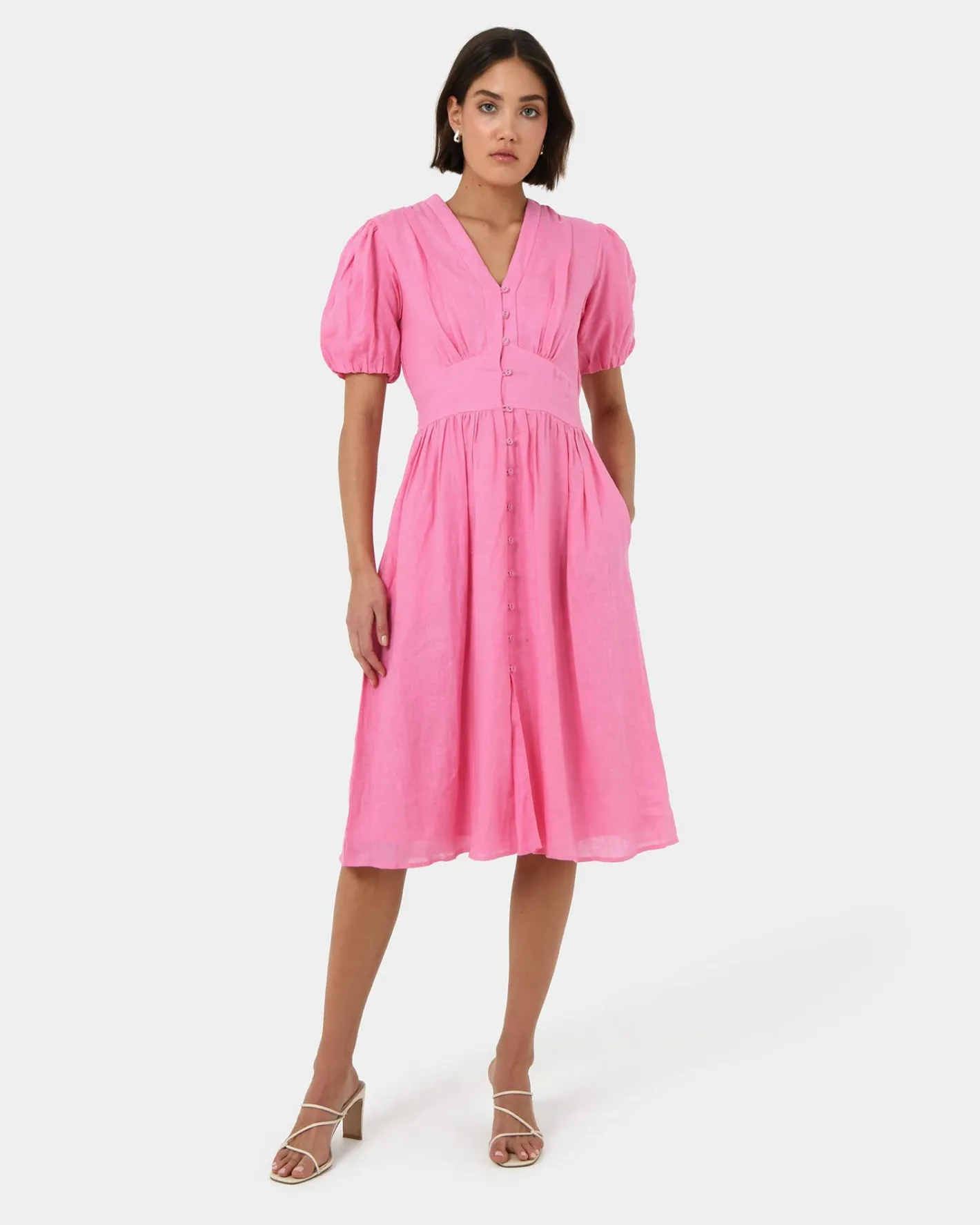 Forcast Fernanda Linen Dress Pink Best