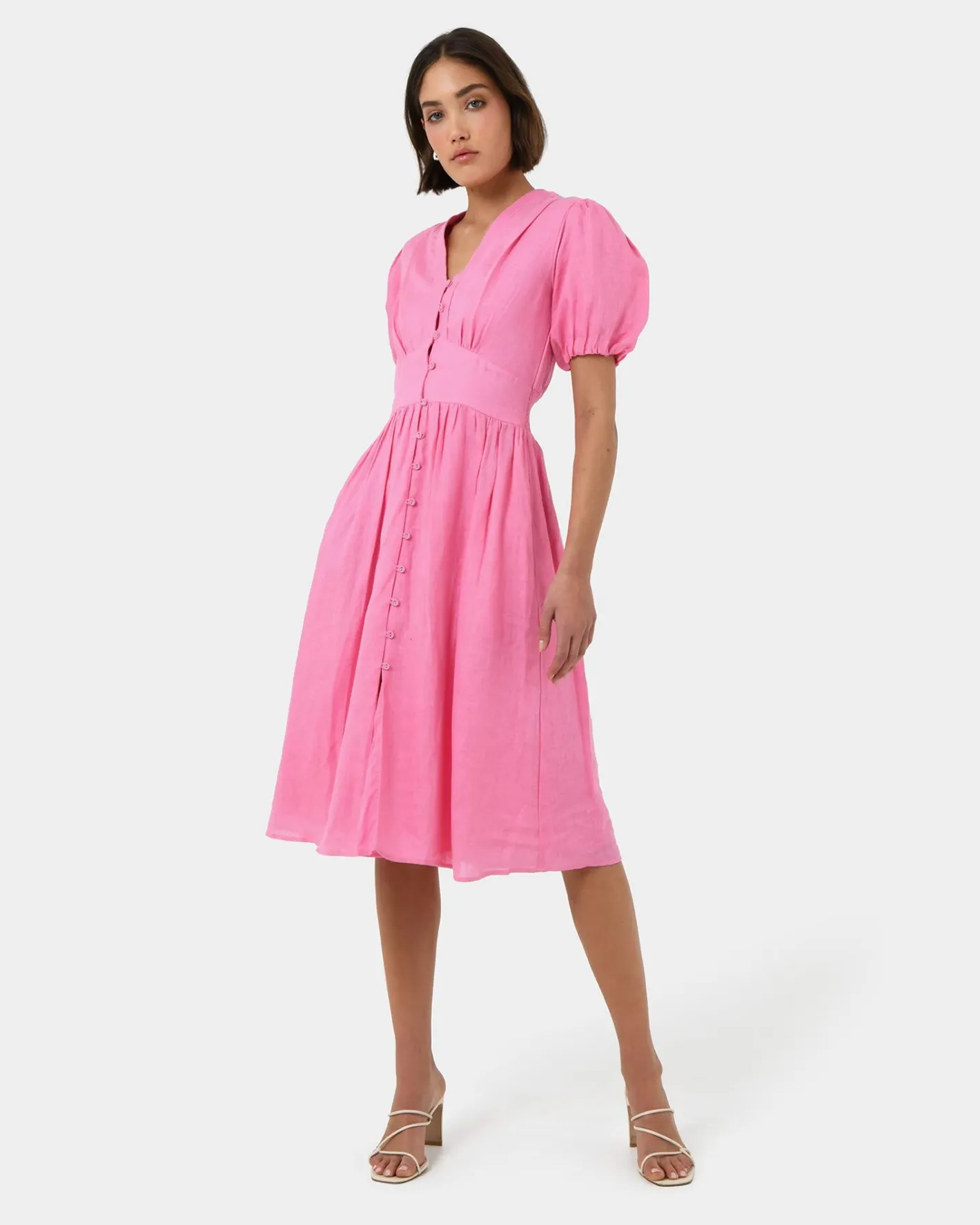 Forcast Fernanda Linen Dress Pink Best