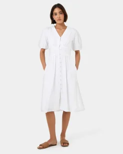 Forcast Fernanda Linen Dress White Sale