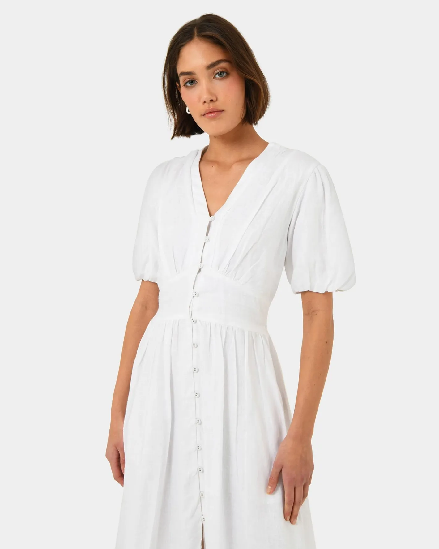 Forcast Fernanda Linen Dress White Sale