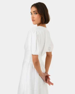 Forcast Fernanda Linen Dress White Sale