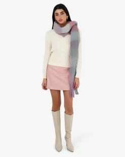 Forcast Finnley Checked Scarf Pink Multi Sale