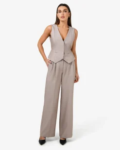 Forcast Fitzroy Belted Vest Oyster Beige Outlet