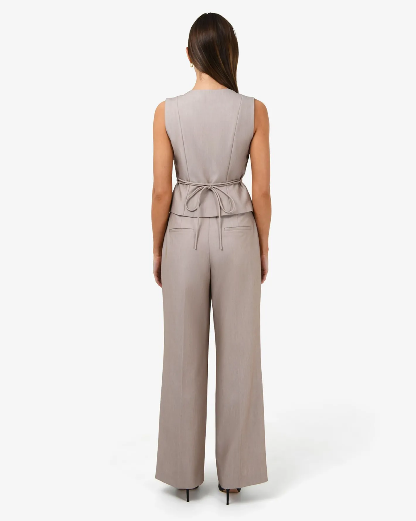 Forcast Fitzroy Belted Vest Oyster Beige Outlet