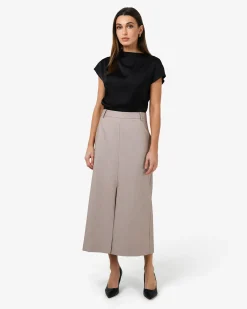 Forcast Fitzroy Column Skirt Oyster Beige Discount